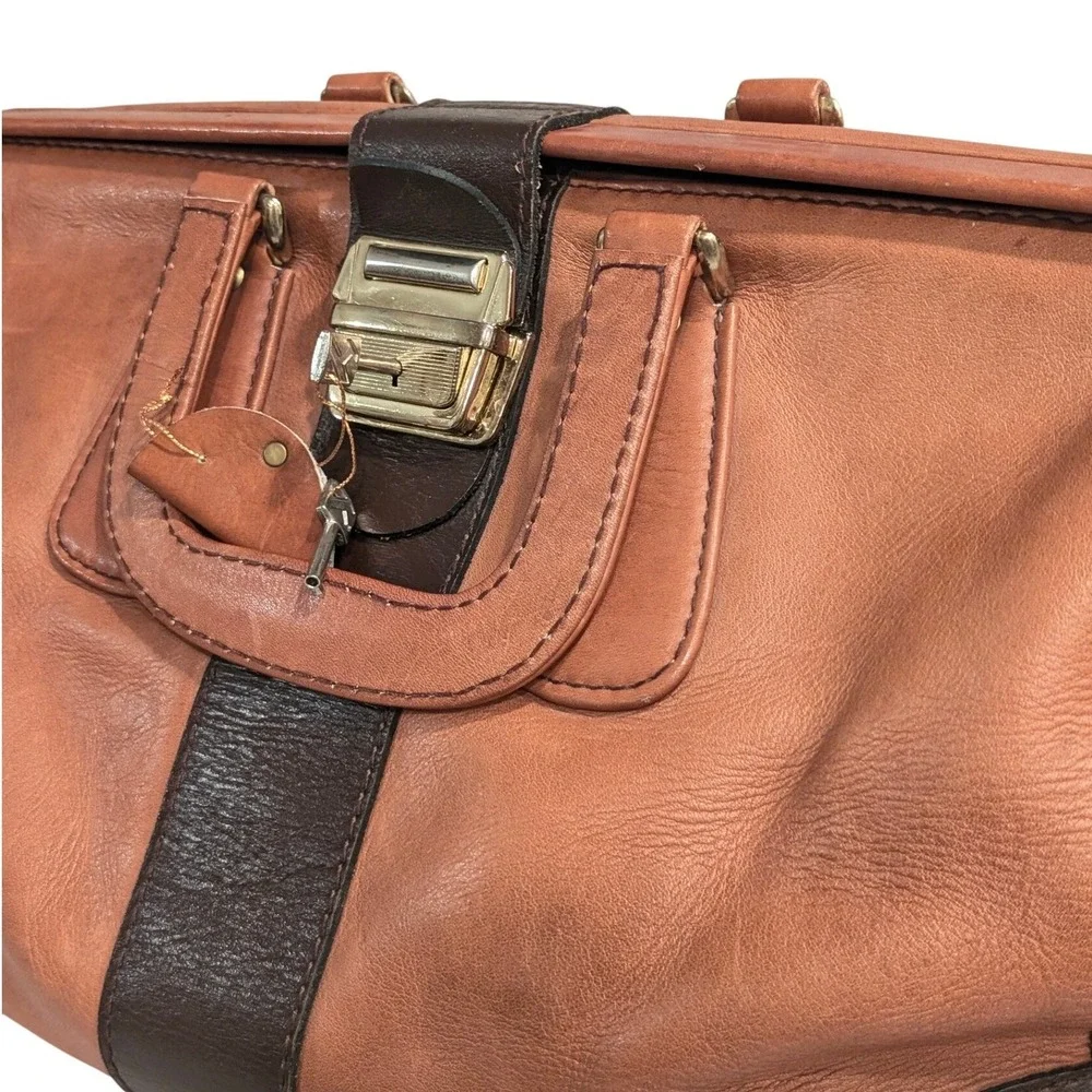 Vintage Porter Japan 70s Brown Leather Doctors Bag Retro Top Handle travel bag